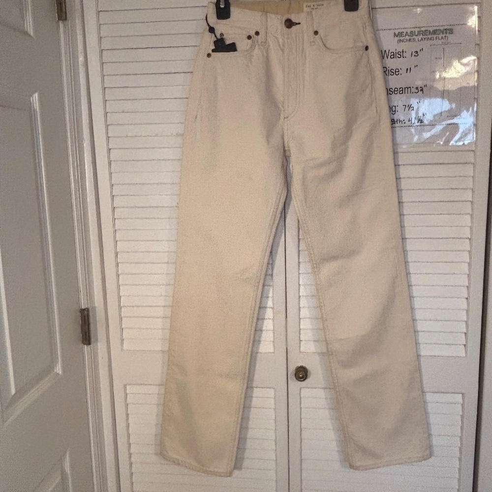 NEW Rag & Bone Jeans Women's 24 Cream High Rise Straight Leg Alex Jeans
